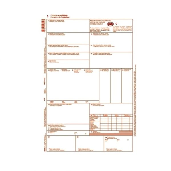 Obrazac XIII-29/NCR Međunarodni Tovarni List CMR 1+6
