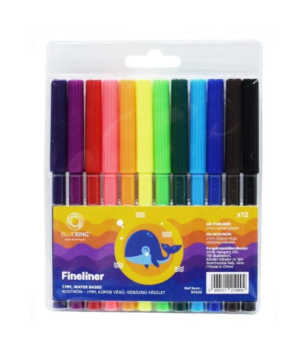 BLR-1125 Fineliner 1 mm na bazi vode, set 12 komada, Bluering®